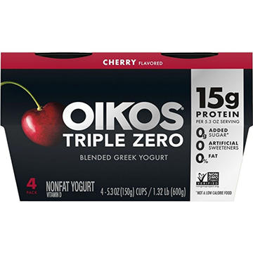 Oikos Triple Zero 15g Protein Blended Greek Yogurt - Cherry, 4 pk