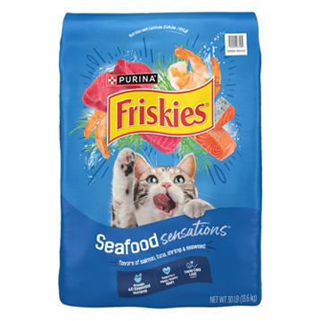 Friskies Purina Dry Cat Food Seafood Sensations - Salmon, Tuna, and Shrimp Flavors