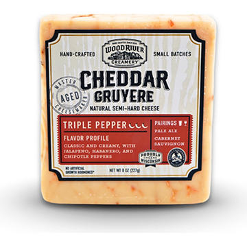 Wood River Creamery Triple Pepper Cheddar Gruyere Cheese