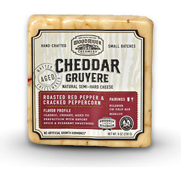 Wood River Creamery Roasted Red Pepper & Cracked Peppercorn Cheddar Gruyere Cheese