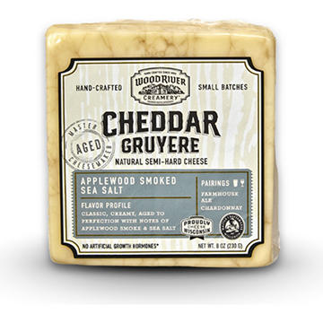 Wood River Creamery Applewood Smoked Sea Salt Cheddar Gruyere Cheese
