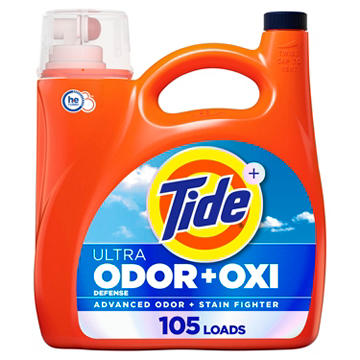 Tide Ultra Odor Oxi Liquid Laundry Detergent, 105 Loads