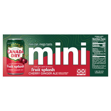 Canada Dry Fruit Splash Cherry Ginger Ale Mini Cans, 10 pk
