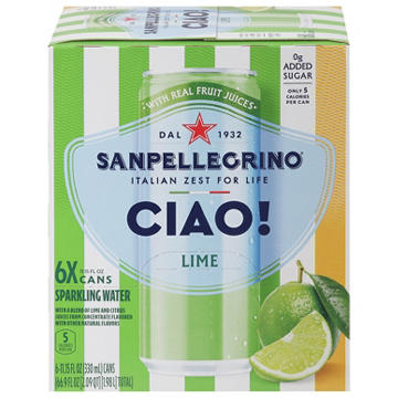 San Pellegrino Ciao Lime Sparkling Water 6 pk Cans