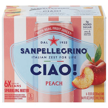 San Pellegrino Ciao Peach Sparkling Water 6 pk Cans