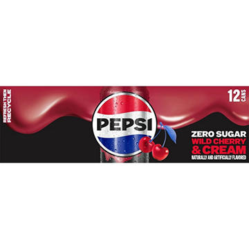 Pepsi Zero Sugar Wild Cherry & Cream 12 pk Cans