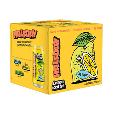 HALFDAY Lemon Iced Tea with Prebiotics 4 pk Cans