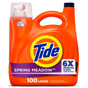 Tide Liquid Laundry Detergent, 100 Loads - Spring Meadow Scent