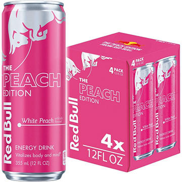 Red Bull Peach Edition Energy Drink 4 pk Cans - White Peach