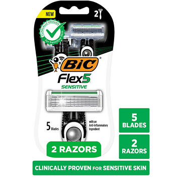 BIC Flex 5-Blade Sensitive Disposable Razors