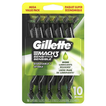 Gillette Mach 3-Blade Sensitive Men's Disposable Razors