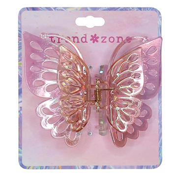 Trend Zone Kids Pink Acrylic Large Butterfly Claw Hair Clip