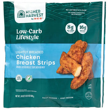Higher Harvest by H-E-B Lightly Breaded Chicken Breast Strips - 16g Protein