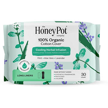 The Honey Pot 100% Organic Cooling Herbal Long Panty Liners