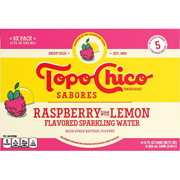 Topo Chico Sabores Raspberry with Lemon 8 pk Cans