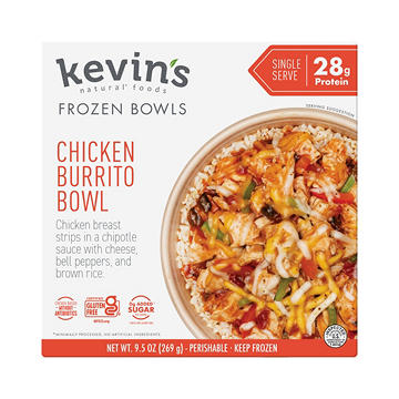 Kevin's Natural Foods 28g Protein Chicken Burrito Bowl Frozen Meal