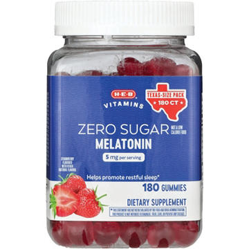 H-E-B Vitamins Zero Sugar Melatonin 5 mg Gummies - Strawberry, Texas-Size Pack