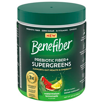 Benefiber Prebiotic Fiber + Supergreens Dietary Supplement, Watermelon Lemonade