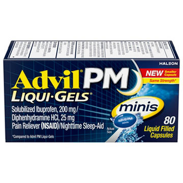 Advil PM Pain Reliever & Sleep Aid 200 mg Ibuprofen Liqui-Gel Minis Capsules