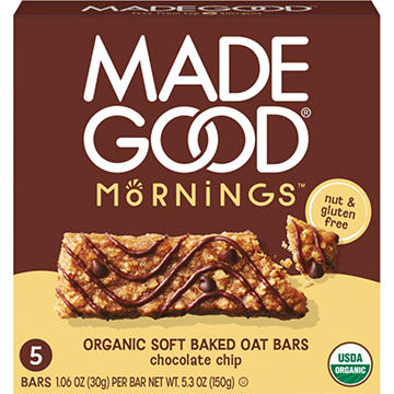 MadeGood Mornings Organic Soft Baked Oat Bars - Chocolate Chip