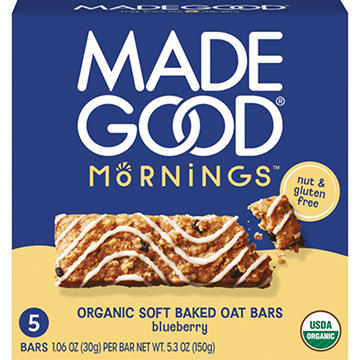 MadeGood Mornings Organic Soft Baked Oat Bars - Blueberry 