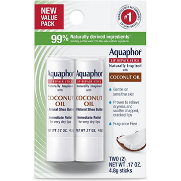 Aquaphor Lip Repair Stick - Coconut, 2 pk