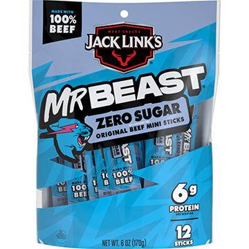 Jack Link's MrBeast Zero Sugar 6g Protein Mini Beef Jerky Sticks - Original