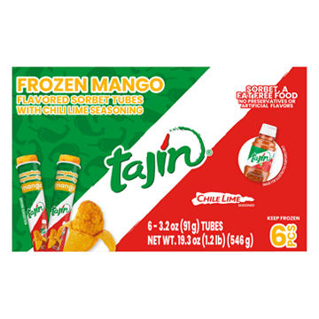 Tajin Mango Sorbet Tubes With Chili Lime Seasoning