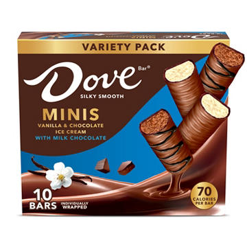 Dove Milk Chocolate Coated Vanilla & Chocolate Ice Cream Minis Variety Pack