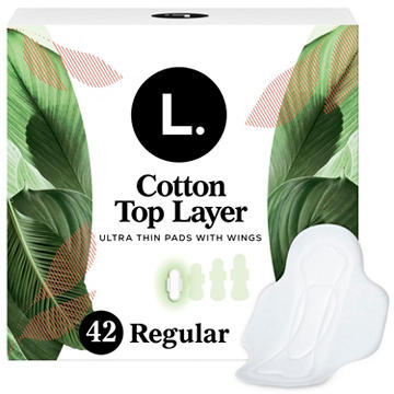 L. Cotton Top Layer Ultra Thin Pads with Wings - Regular