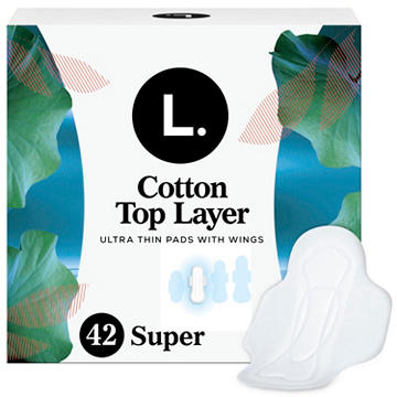 L. Cotton Top Layer Ultra Thin Pads with Wings - Super