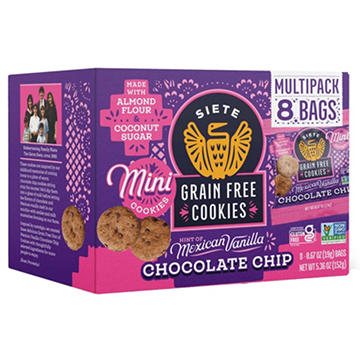 Siete Grain Free Cookies Mini Mexican Vanilla Chocolate Chip Multipack 0.67 oz  Bags