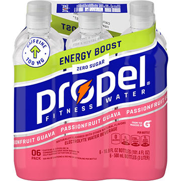 Propel Energy Boost Passionfruit Guava Water Beverage 6 pk Bottles
