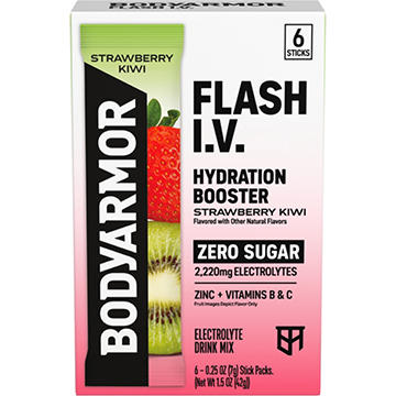 BODYARMOR Flash I.V. Zero Sugar Hydration Booster Electrolyte Powder Stick Packs - Strawberry Kiwi