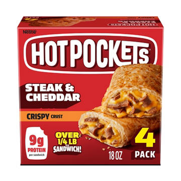 Hot Pockets Steak & Cheddar Frozen Sandwiches - Crispy Crust