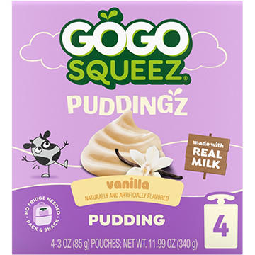 GoGo squeeZ Puddingz On-the-Go Vanilla Pudding Snack Pouches