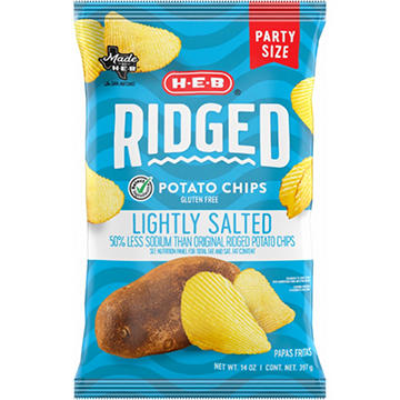 H-E-B Ridged Potato Chips - Lightly Salted, Party Size