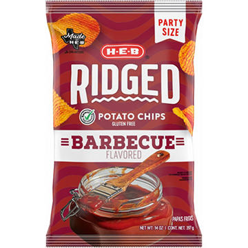 H-E-B Ridged Potato Chips - Barbecue, Party Size