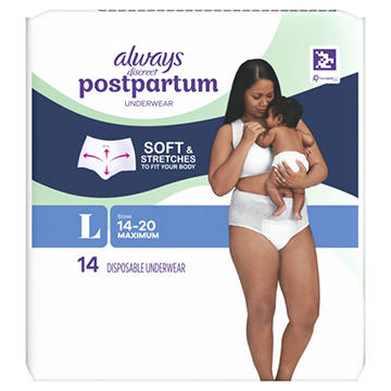 Always Discreet Postpartum Disposable Underwear - L
