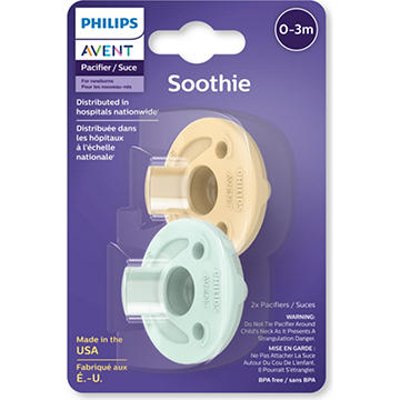 Avent Soothie Pacifiers (0-3 Months) - Yellow & Cyan