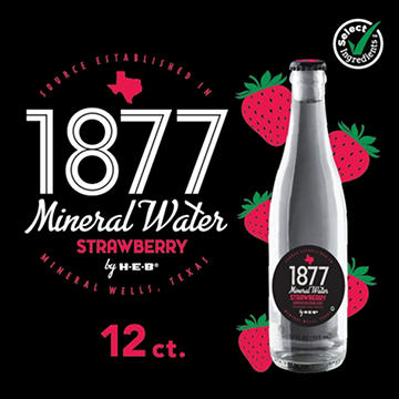 H-E-B 1877 Strawberry Mineral Water 12 pk Bottles