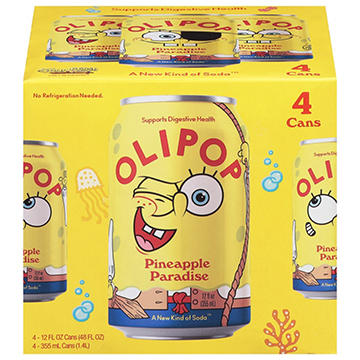Olipop Prebiotic Soda 4 pk Cans - SpongeBob Pineapple Paradise
