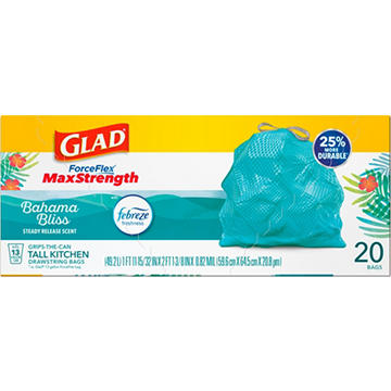 Glad ForceFlex MaxStrength Kitchen Trash Bags, 13 Gallon - Bahama Bliss