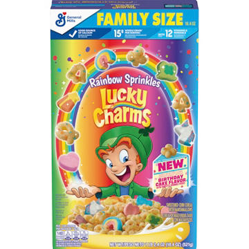 General Mills Rainbow Sprinkles Lucky Charms Cereal- Family Size