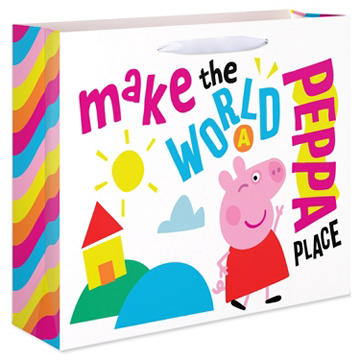 American Greetings Large Peppa Pig Horizontal Gift Bag for Kids