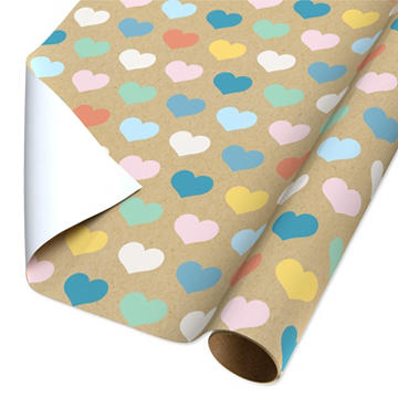 American Greetings Multi-Colored Hearts Kraft Wrapping Paper, 20 sq. ft.