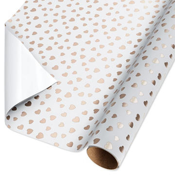 American Greetings Hearts Wedding or Engagement Foil Wrapping Paper, 15 sq. ft.