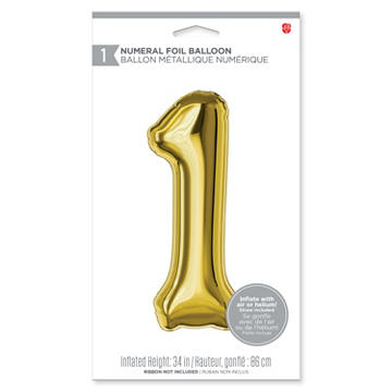 American Greetings Number 1 Large Gold Foil Uninflated Balloon