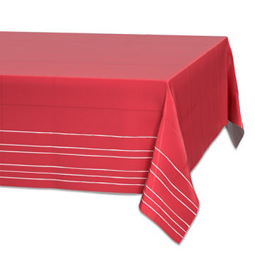 American Greetings Red with White Stripes Plastic Table Cover