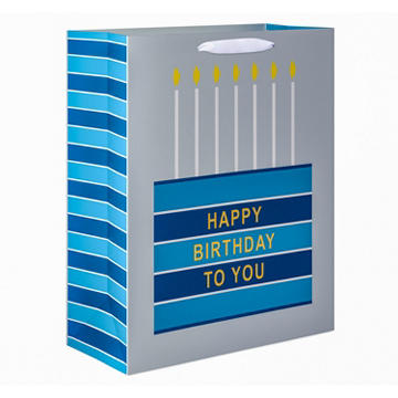 American Greetings Blue Stripes & Cake Extra Large Birthday Gift Bag